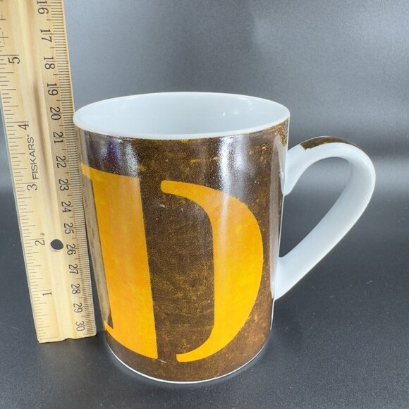 Pier One 1 Monogram Mug Cup Brown Orange Letter Capital D Initial Ceramic Mug - Picture 3 of 14